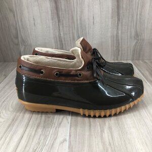 Sporto Duck Boots Womens 7M Katie Brown Rubber Lined Slip On Shoes